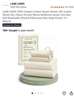 Lane Linen Organic Cotton Queen Sheet Set in Natural